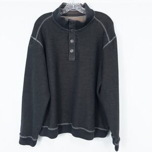 Tommy Bahama 1/4 Snap Cotton Mock Neck Pullover Sweater Mens XL Black T21916